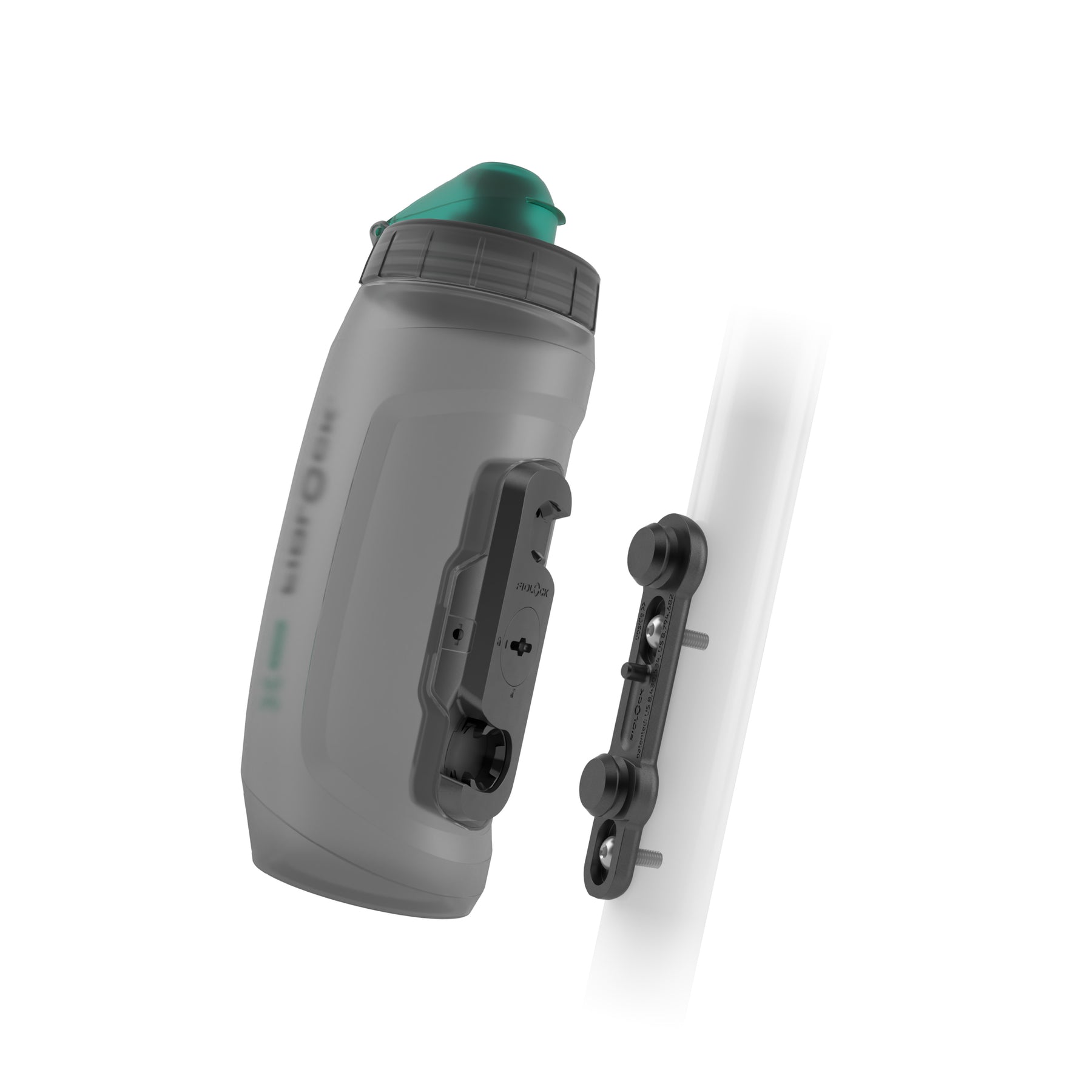 FIDLOCK Twist Bottle 590 Set- Bike Water Bottle Holder with Attached Bottle  - Cage Free Magnetic Mount - Clear Smoke