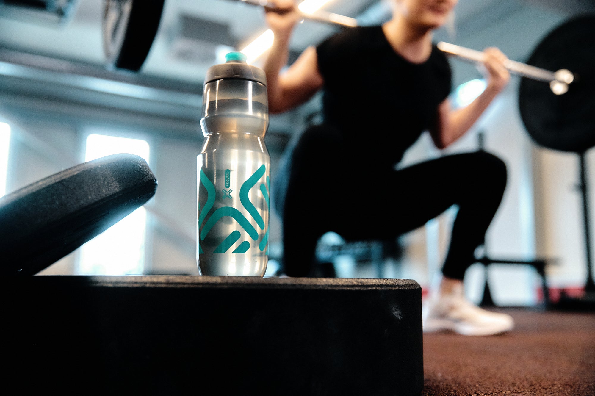 Fidlock Fidguard antibacterial water bottle in gym